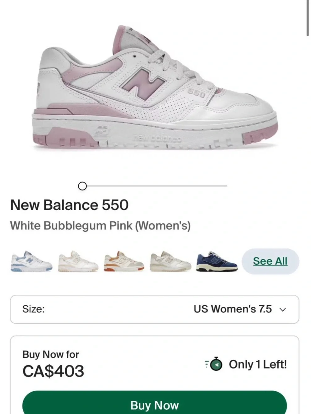 New Balance Women's 550 Sneaker - White & Pink - Picture 3 of 4